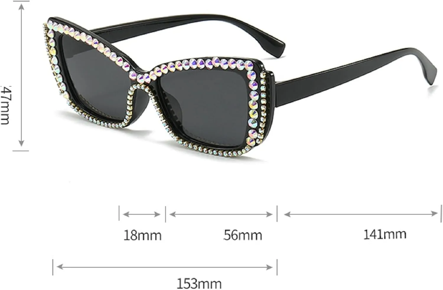Fashion Cat Eye Rhinestone Sunglasses Vintage Diamond Butterfly Eyewear Bling Sunglasses for Women Girls Party
