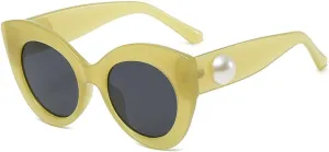 Fashion Cat Eye Sunglasses Women Men Lens Pearl Decoration Frame Luxury Vintage Sun Glasses UV400