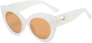 Fashion Cat Eye Sunglasses Women Men Lens Pearl Decoration Frame Luxury Vintage Sun Glasses UV400