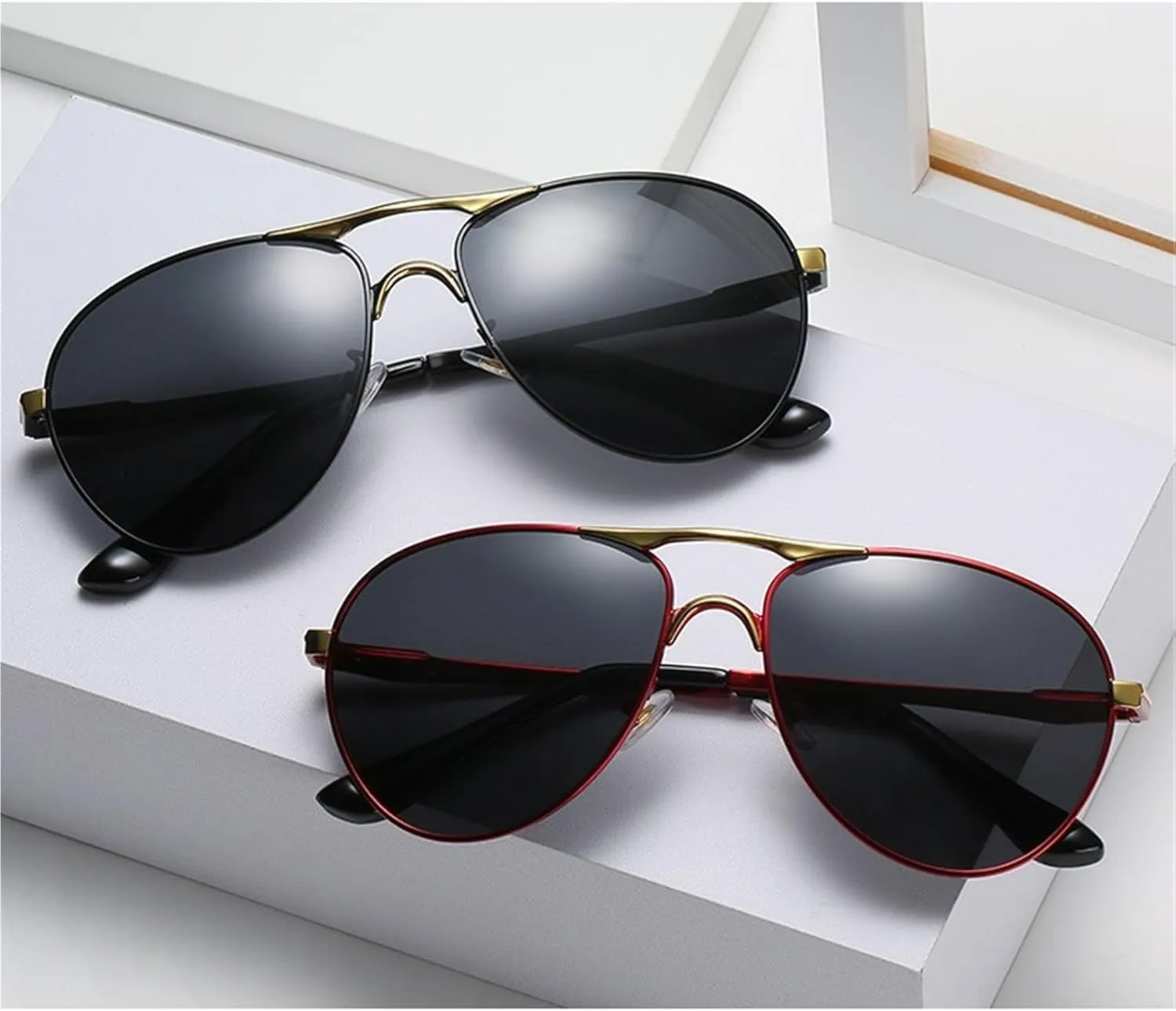 Fashion Metal Large Frame Polarized Sunglasses Men And Women Outdoor Driving Daily Commuting Sun Glasses