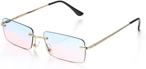 Fashion Rectangle Rimless Sunglasses Vintage Glasses Luxury Design Unisex Retro Frame Gradient Glasses UV400 Eyewear,1,A