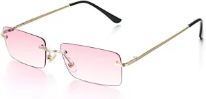 Fashion Rectangle Rimless Sunglasses Vintage Glasses Luxury Design Unisex Retro Frame Gradient Glasses UV400 Eyewear,9,A