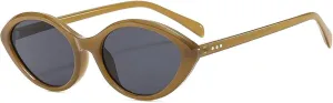 Fashion Small Cat Eye Sunglasses for Women Fashion Gradient Uv400 Vintage Rivets Men(Beige Gray,One Size)