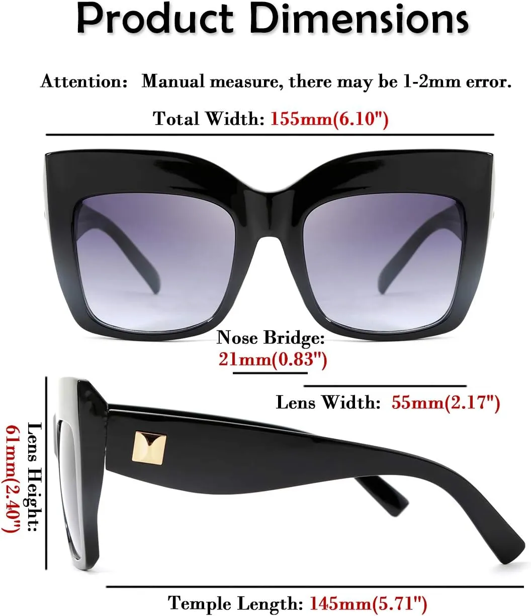 FEISEDY Retro Overesized Cat Eye Sunglasses Women Men Square Cateye UV400 Sunglasses B2629