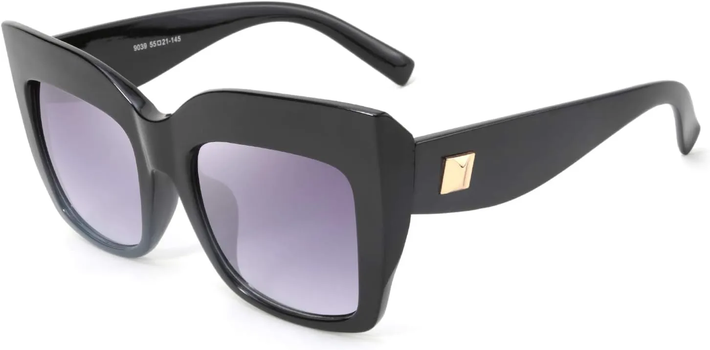 FEISEDY Retro Overesized Cat Eye Sunglasses Women Men Square Cateye UV400 Sunglasses B2629