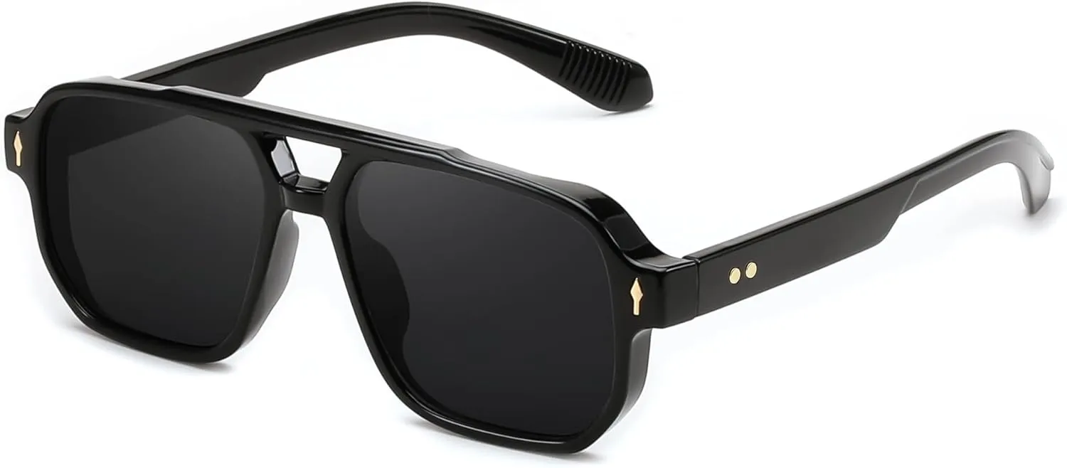 FEISEDY Retro Square Aviator Sunglasses Women Men, 70s Small Vintage Rectangle UV400 Sun Glasses B9120