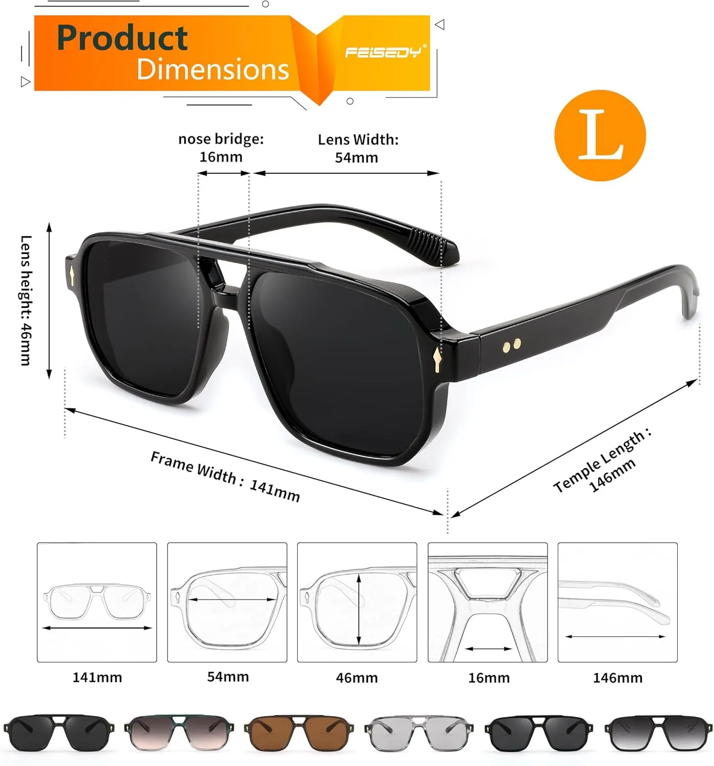 FEISEDY Retro Square Aviator Sunglasses Women Men, 70s Small Vintage Rectangle UV400 Sun Glasses B9120