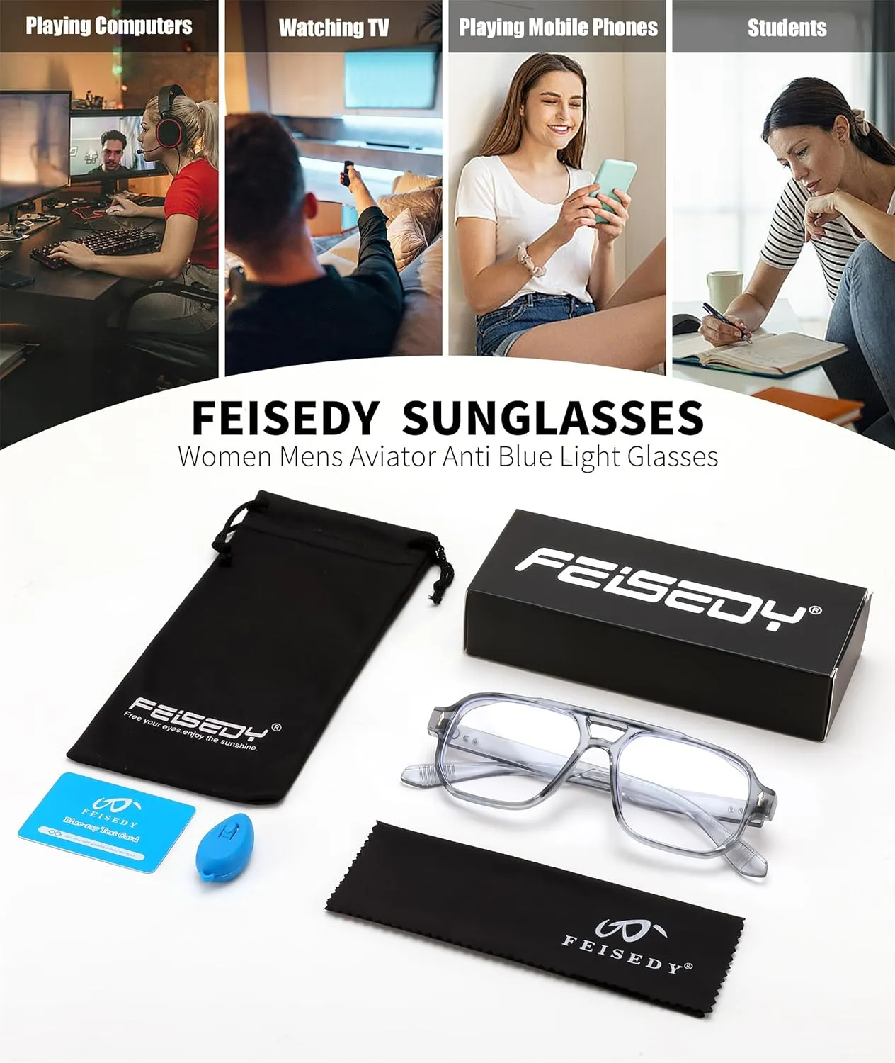 FEISEDY Retro Square Aviator Sunglasses Women Men, 70s Small Vintage Rectangle UV400 Sun Glasses B9120