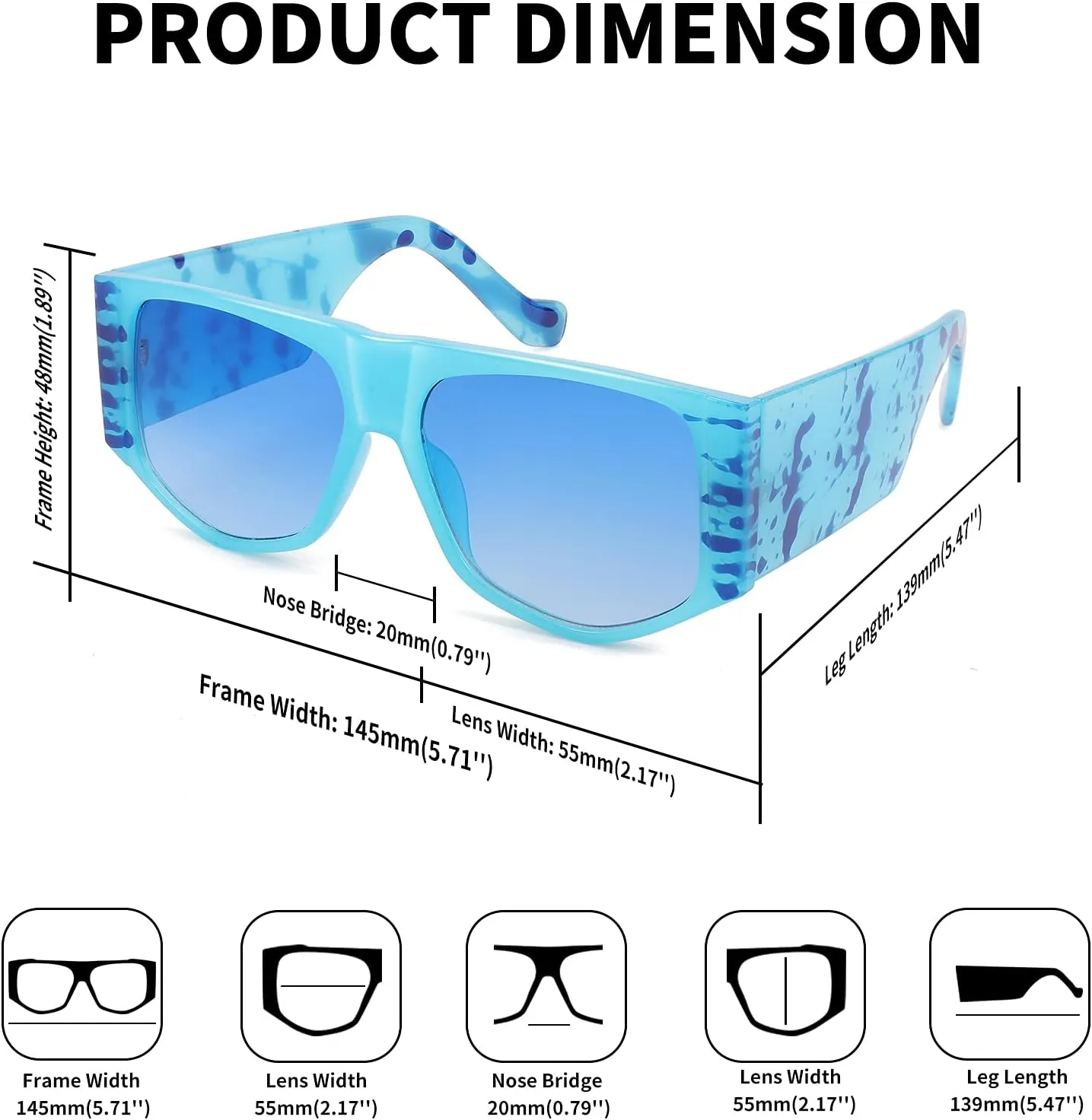 FEISEDY Retro Square Flat Top Irregular Sunglasses Thick Frame Men Women UV400 Glasses B4041