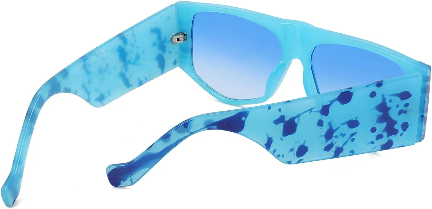 FEISEDY Retro Square Flat Top Irregular Sunglasses Thick Frame Men Women UV400 Glasses B4041