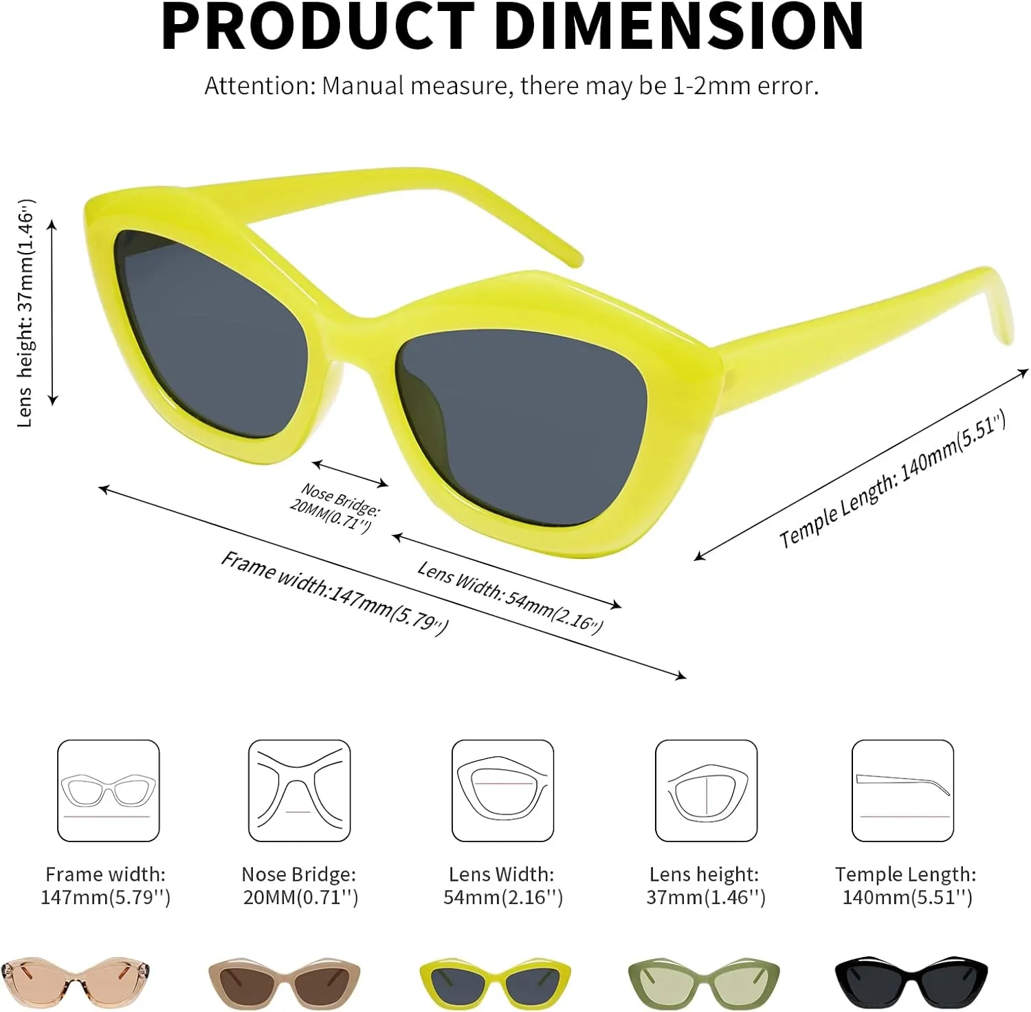 FEISEDY Retro Vintage Cateye Square Sunglasses Plastic Frame 90s sunglasses Stylish Women Men 70s Glasses B4105