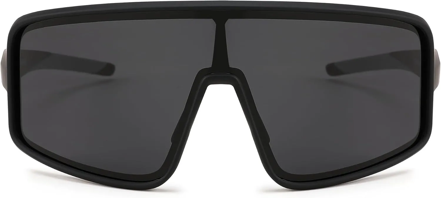 FEISEDY Sports Sunglasses, Polarized Oversized Shield for Women Men Youth, Baseball Cycling Running Outdoor Visor B2988
