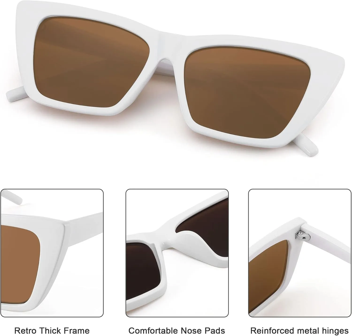 FEISEDY Square Cat Eye Sunglasses Vintage Cateye Frame UV400 Protection Sunglasses B2719