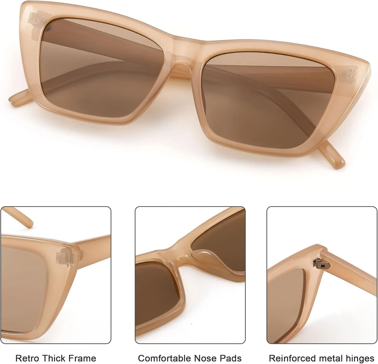FEISEDY Square Cat Eye Sunglasses Vintage Cateye Frame UV400 Protection Sunglasses B2719
