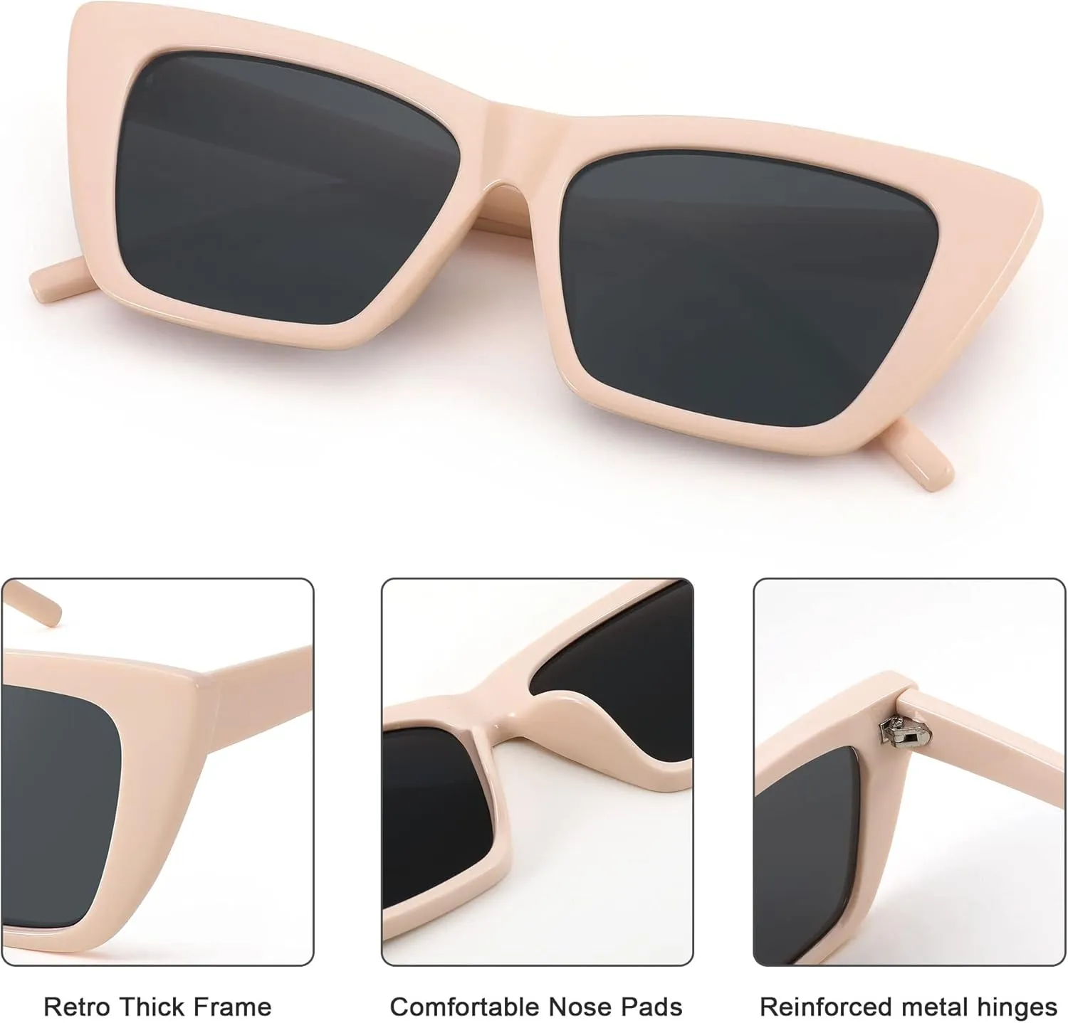 FEISEDY Square Cat Eye Sunglasses Vintage Cateye Frame UV400 Protection Sunglasses B2719