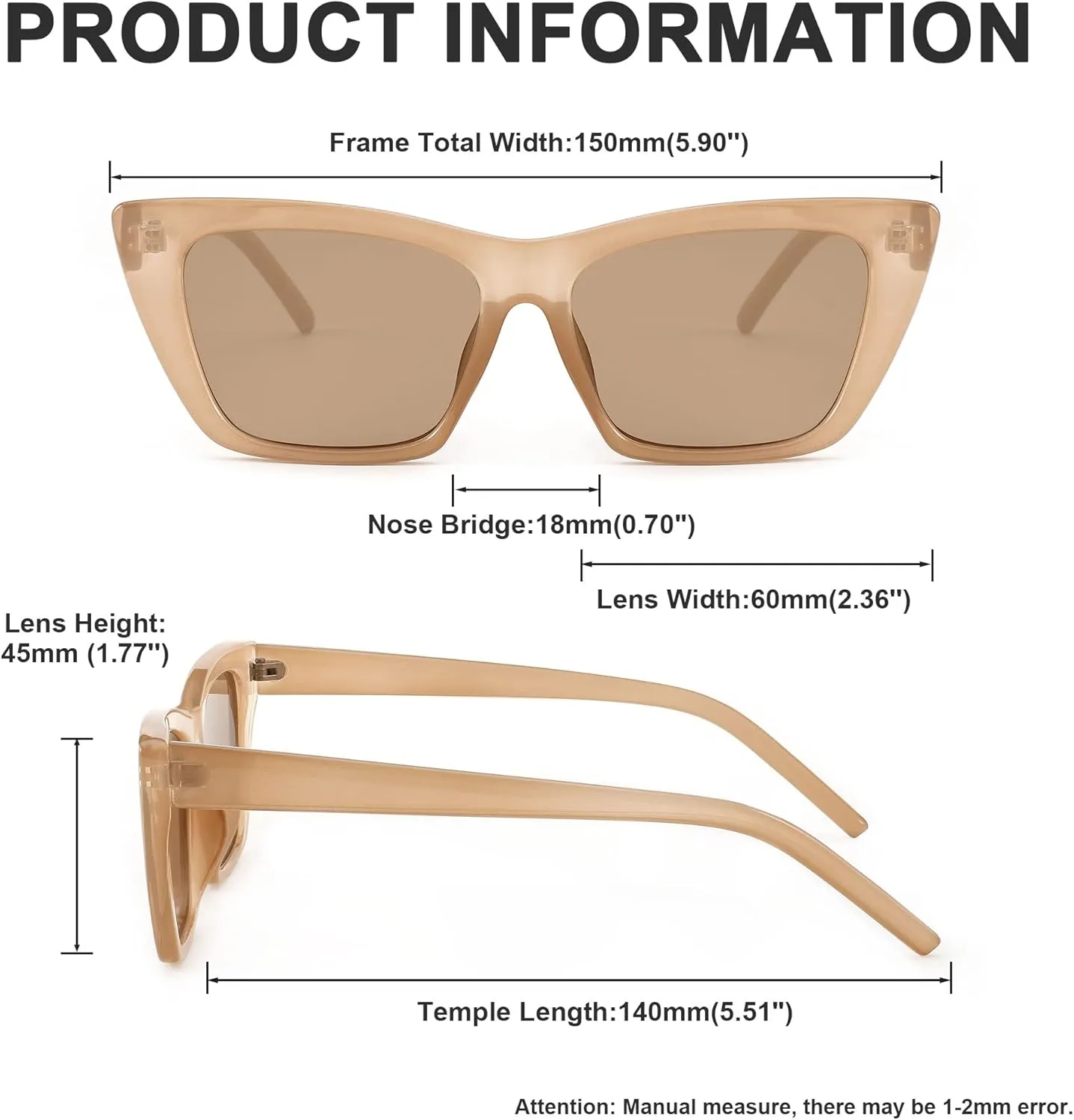 FEISEDY Square Cat Eye Sunglasses Vintage Cateye Frame UV400 Protection Sunglasses B2719