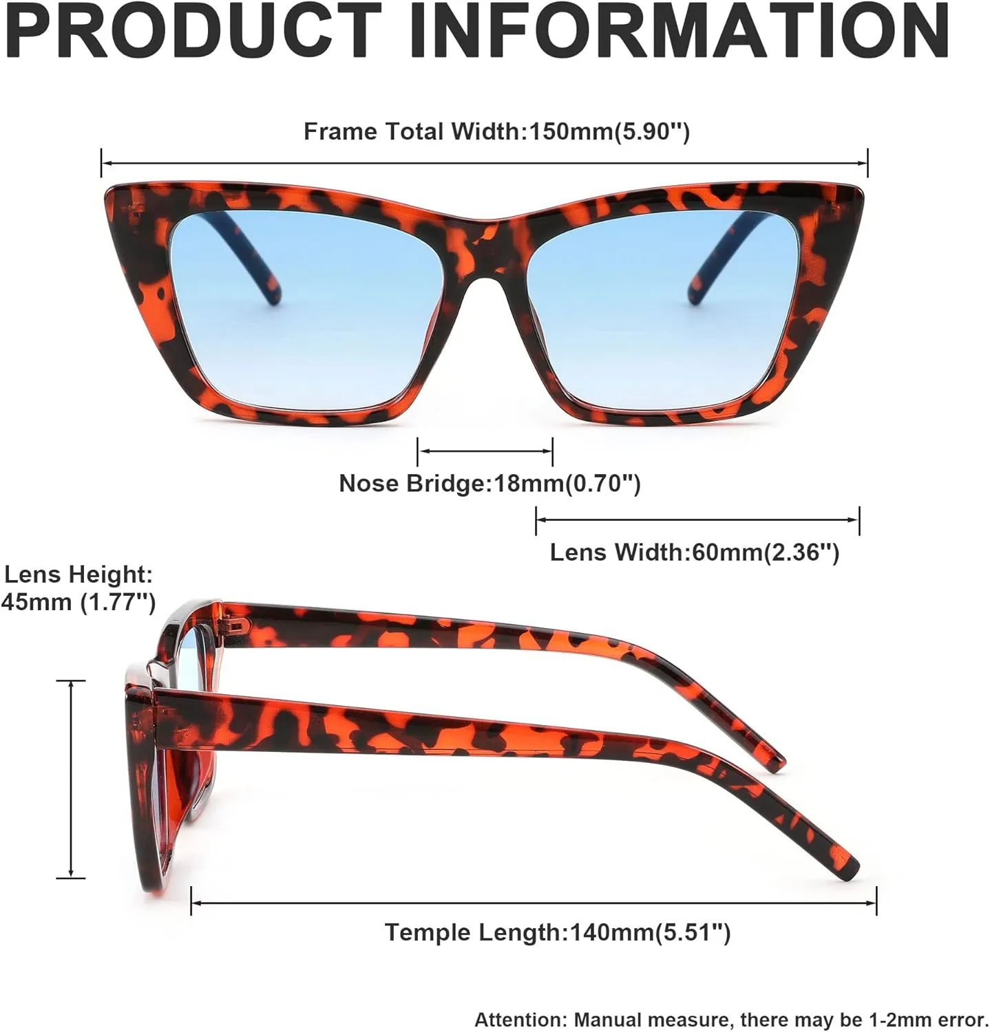 FEISEDY Square Cat Eye Sunglasses Vintage Cateye Frame UV400 Protection Sunglasses B2719