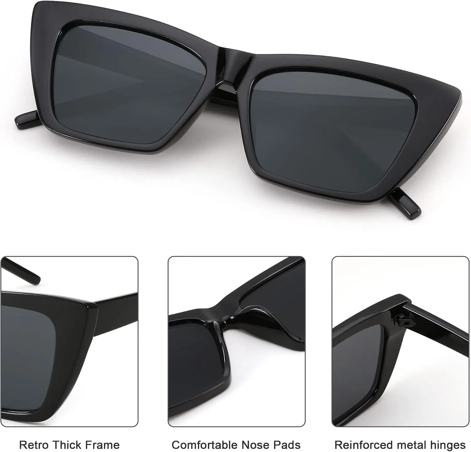 FEISEDY Square Cat Eye Sunglasses Vintage Cateye Frame UV400 Protection Sunglasses B2719