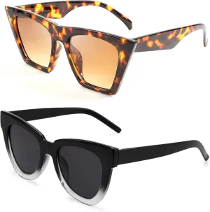 FEISEDY Vintage Square Cat Eye Sunglasses Women Cateye UV400 Sunglasses B2473 B2586