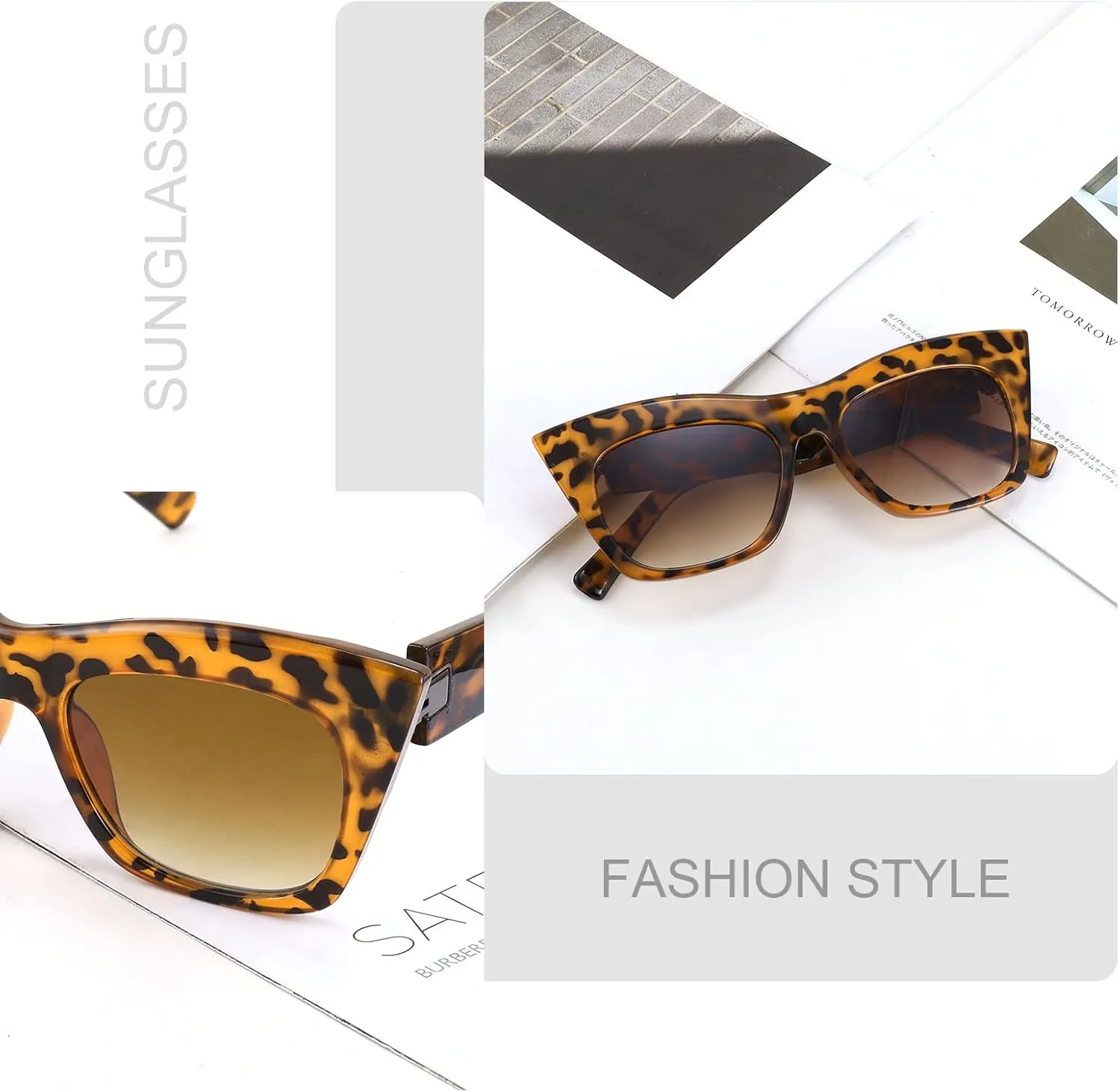 FEISEDY Vintage Square Cat Eye Sunglasses Women Fashion Cateye Sunglasses B4051