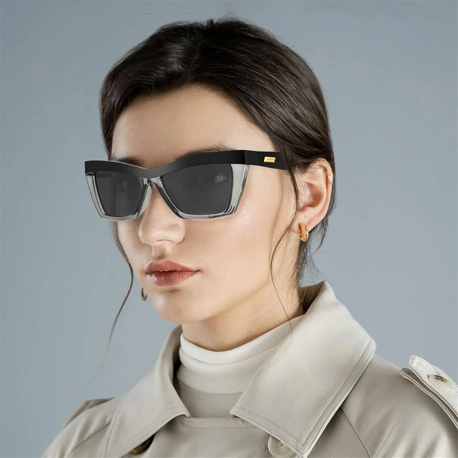 FEISEDY Vintage Square Cat Eye Sunglasses Women Men Fashion Cateye Sunglasses B9043