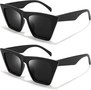 FEISEDY Vintage Square Cat Eye Sunglasses Women Trendy Cateye Sunglasses B2473