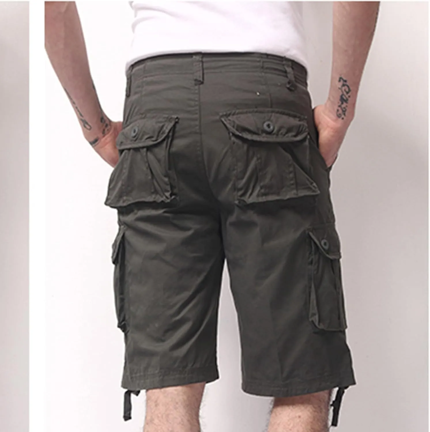 Finelylove Men's Casual Cargo Shorts Lightweight Twill Cotton Work Shorts Relaxed Fit Straight Summer Hiking Fishing Shorts