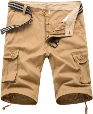Finelylove Men's Casual Cargo Shorts Lightweight Twill Cotton Work Shorts Relaxed Fit Straight Summer Hiking Fishing Shorts