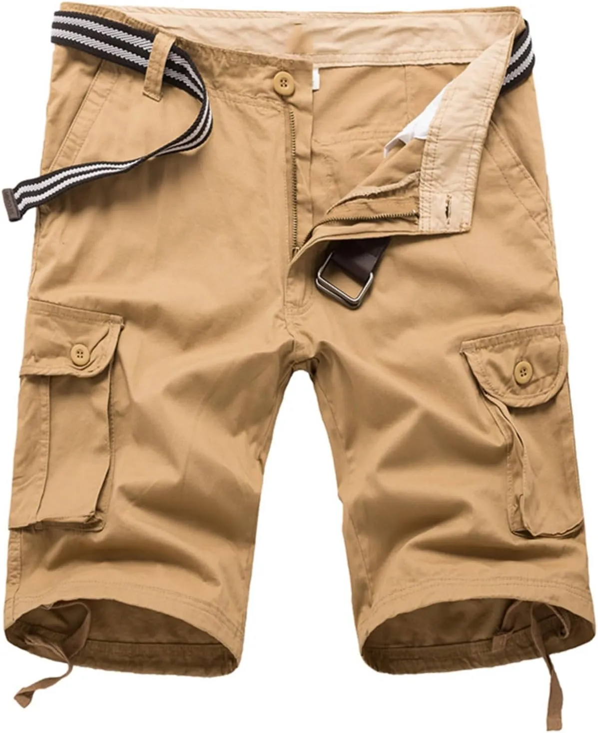 Finelylove Men's Casual Cargo Shorts Lightweight Twill Cotton Work Shorts Relaxed Fit Straight Summer Hiking Fishing Shorts