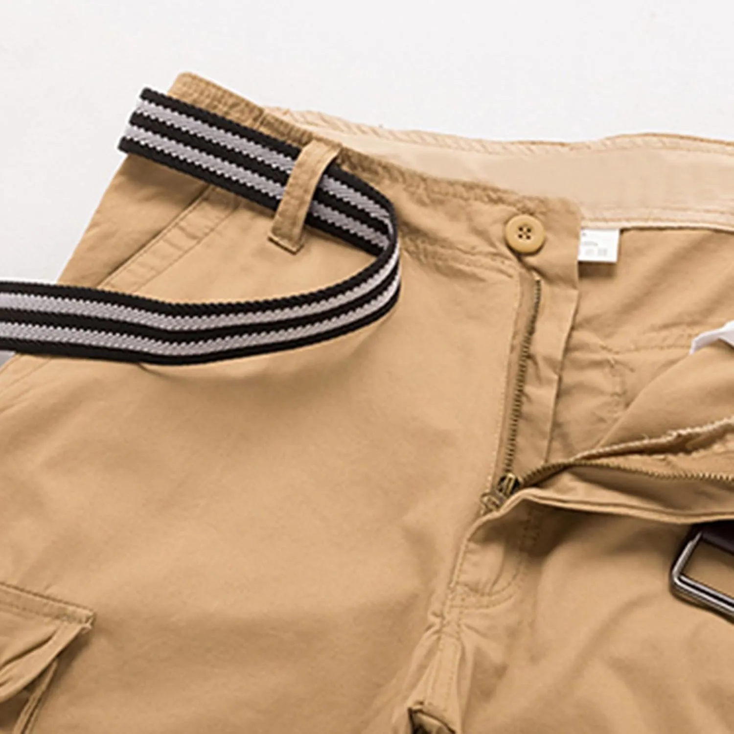 Finelylove Men's Casual Cargo Shorts Lightweight Twill Cotton Work Shorts Relaxed Fit Straight Summer Hiking Fishing Shorts