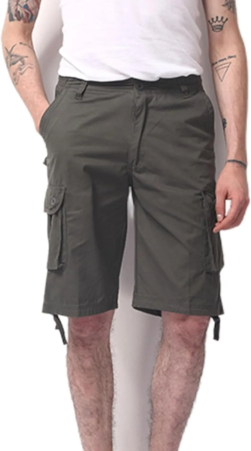 Finelylove Men's Casual Cargo Shorts Lightweight Twill Cotton Work Shorts Relaxed Fit Straight Summer Hiking Fishing Shorts