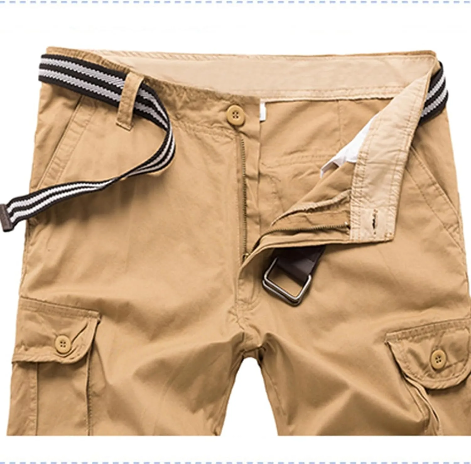 Finelylove Men's Casual Cargo Shorts Lightweight Twill Cotton Work Shorts Relaxed Fit Straight Summer Hiking Fishing Shorts