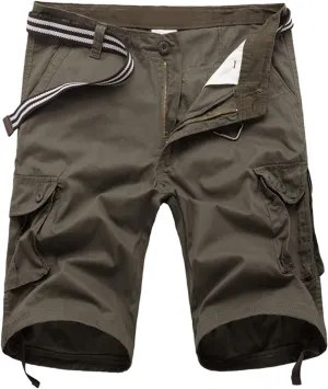Finelylove Men's Casual Cargo Shorts Lightweight Twill Cotton Work Shorts Relaxed Fit Straight Summer Hiking Fishing Shorts