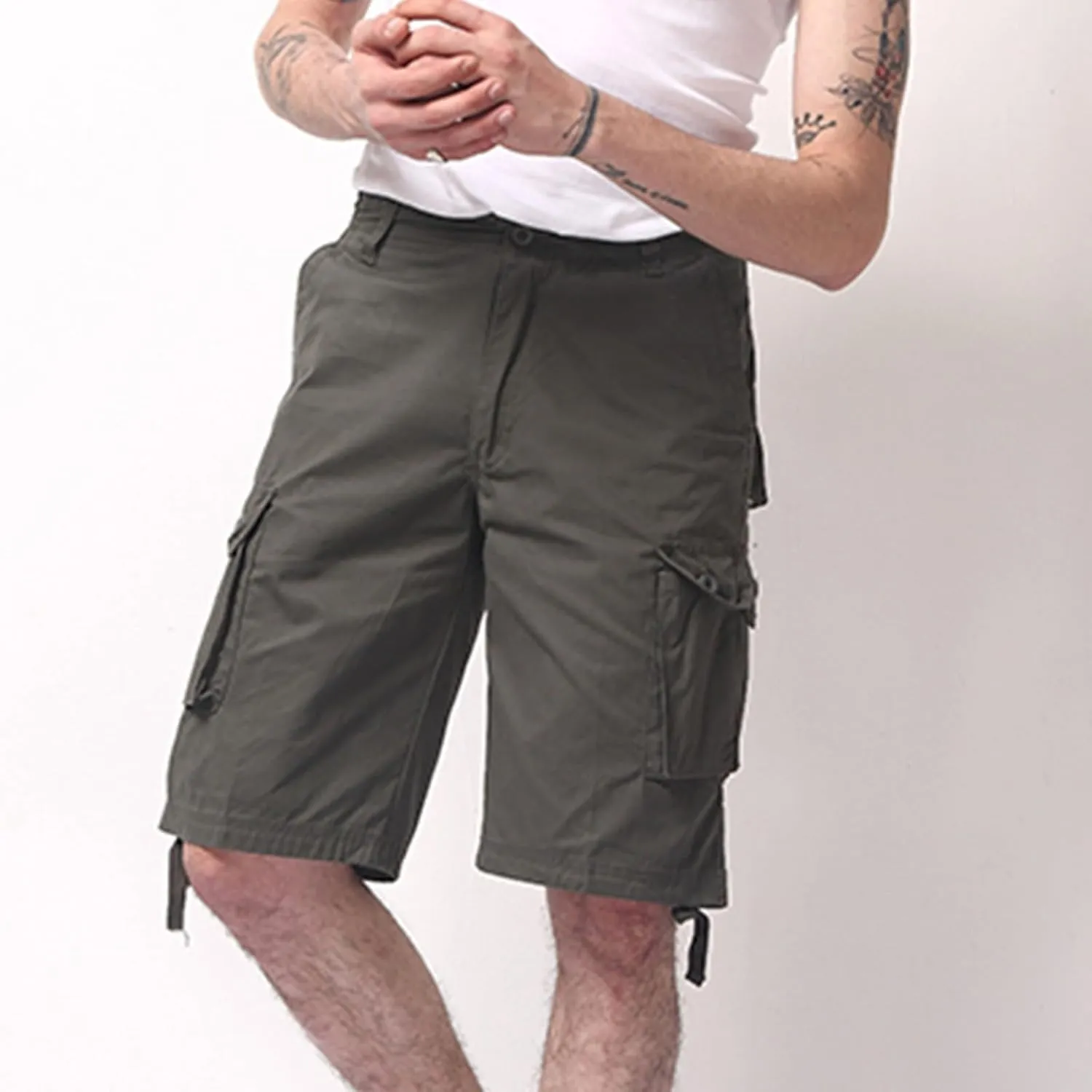 Finelylove Men's Casual Cargo Shorts Lightweight Twill Cotton Work Shorts Relaxed Fit Straight Summer Hiking Fishing Shorts