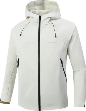 Finelylove Mens Rain Jacket,Windproof Lightweight Windbreaker Outdoor Softshell Rain Coat Mens Rain Jackets With Hood