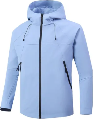 Finelylove Mens Rain Jacket,Windproof Lightweight Windbreaker Outdoor Softshell Rain Coat Mens Rain Jackets With Hood