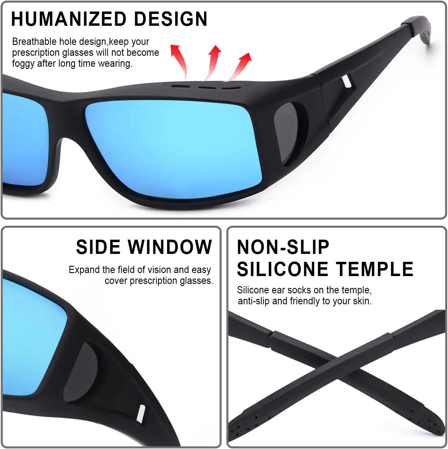 Fit Over Glasses Sunglasses for Men Women Polarized Wrap Around Sunglasses to Wear Over Glasses with UV Protection