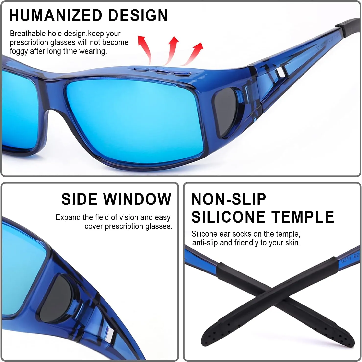 Fit Over Glasses Sunglasses for Men Women Polarized Wrap Around Sunglasses to Wear Over Glasses with UV Protection