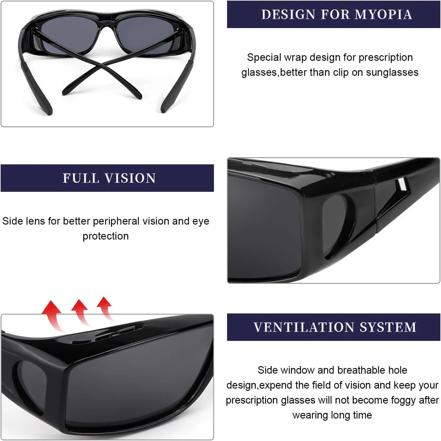 Fit Over Glasses Sunglasses for Men Women Polarized Wrap Around Sunglasses to Wear Over Glasses with UV Protection