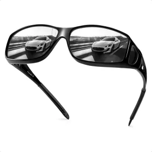 Fit Over Glasses Sunglasses for Men Women Polarized Wrap Around Sunglasses to Wear Over Glasses with UV Protection