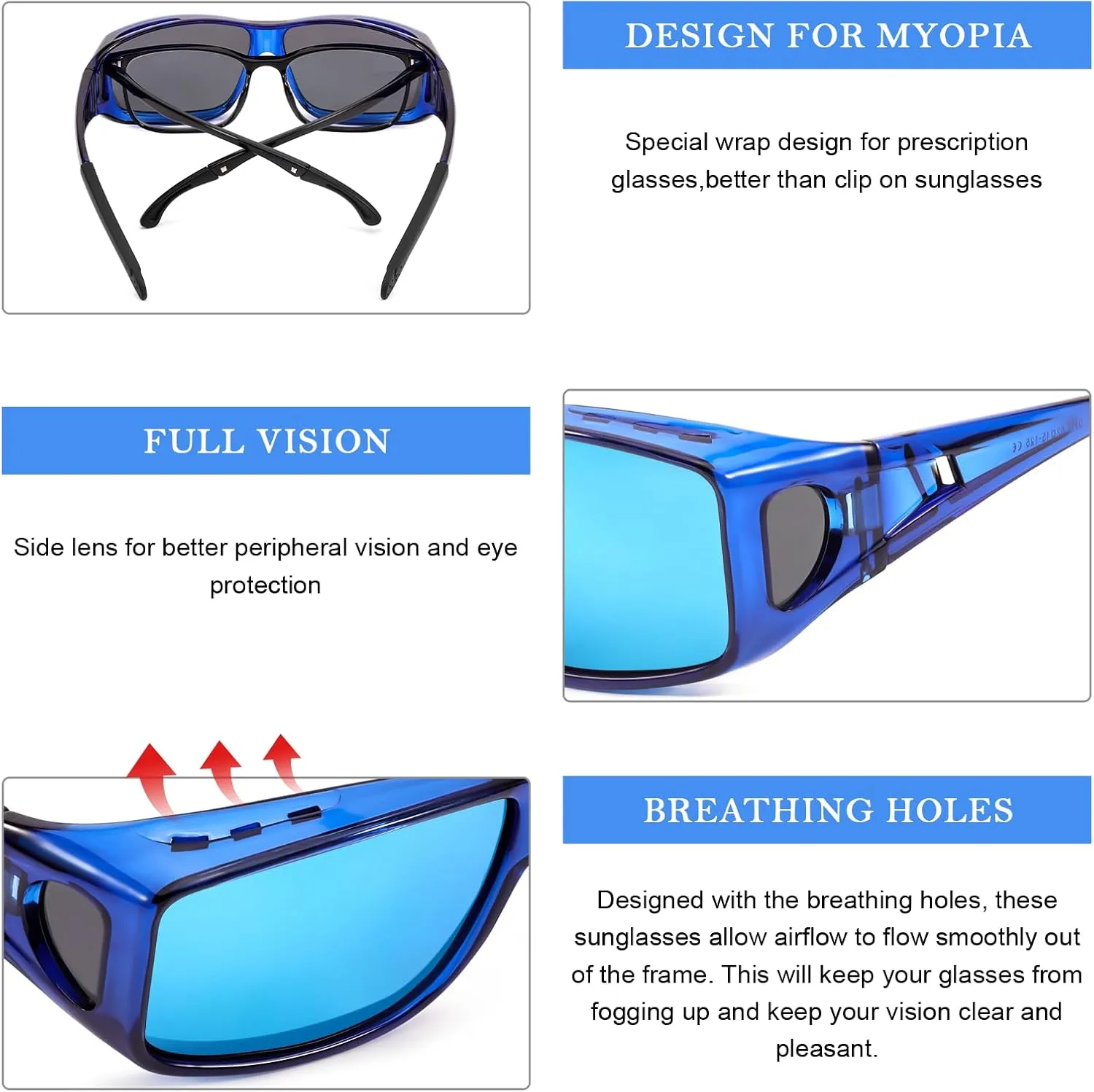 Fit Over Glasses Sunglasses for Men Women Polarized Wrap Around Sunglasses to Wear Over Glasses with UV Protection