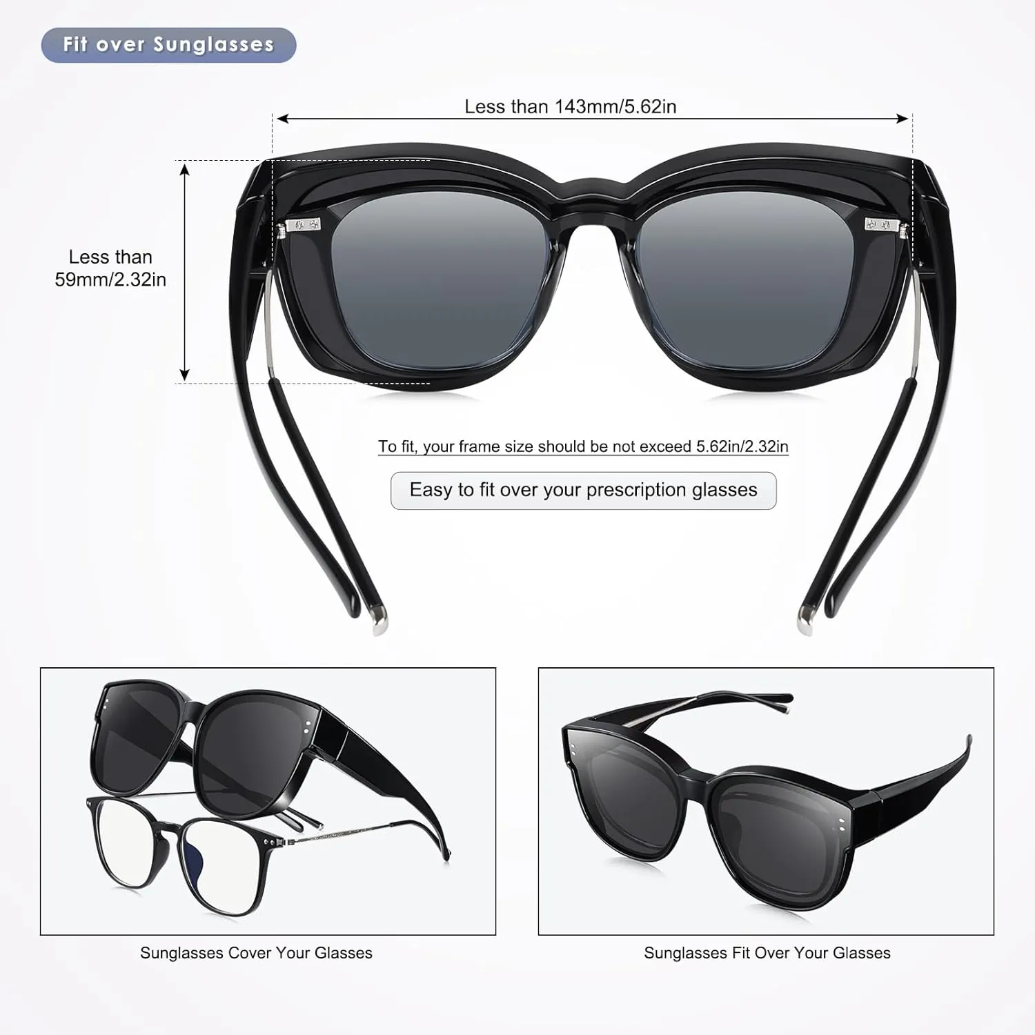 Fit Over Sunglasses for Women Trendy Polarized Sunglasses Go Over Glasses Oversized Sun Glasses UV Protection