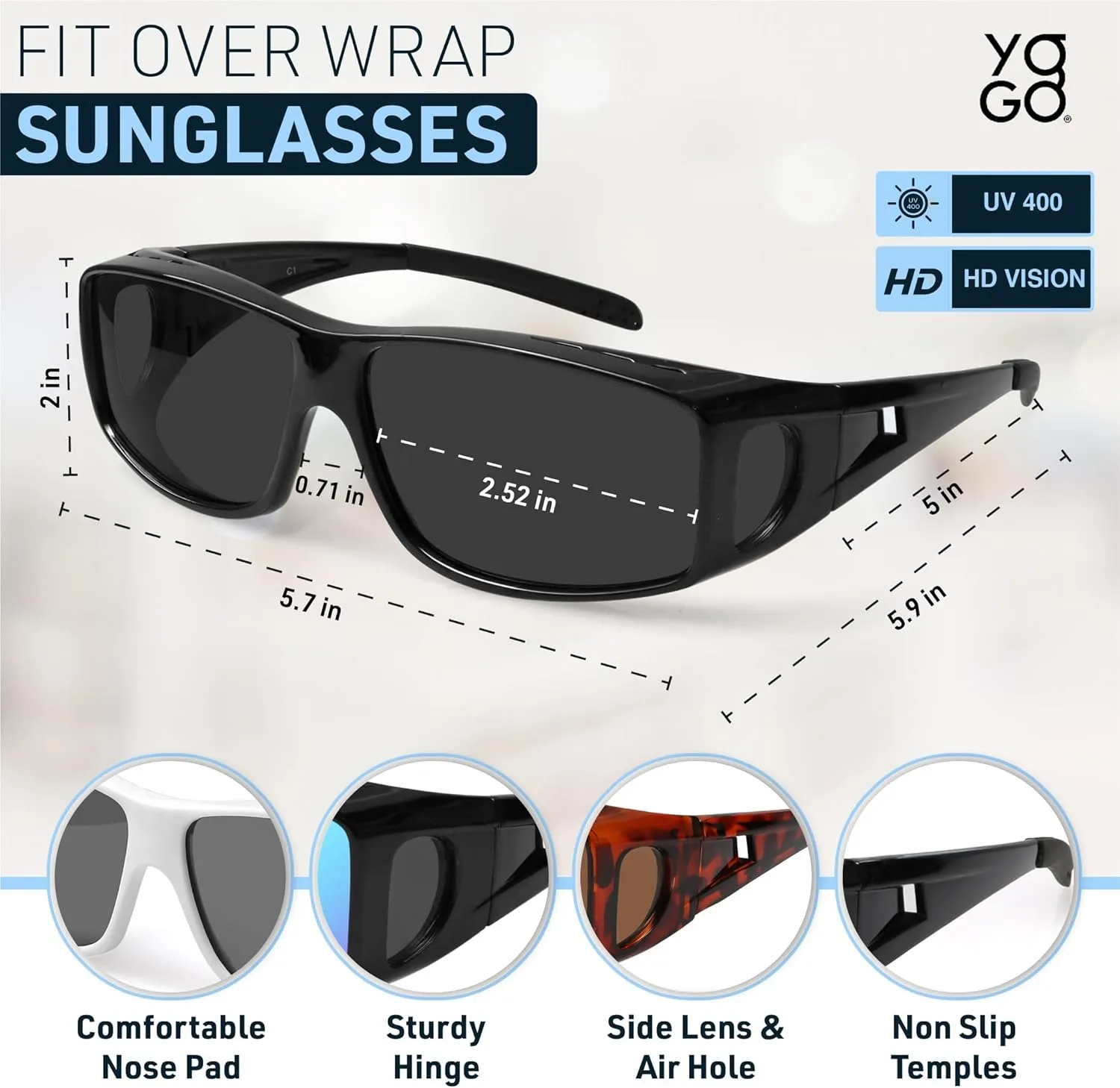 Fit Over Wrap Sunglasses Polarized Lens Wear Over Eyeglasses 100% UV Protection for Men and Women