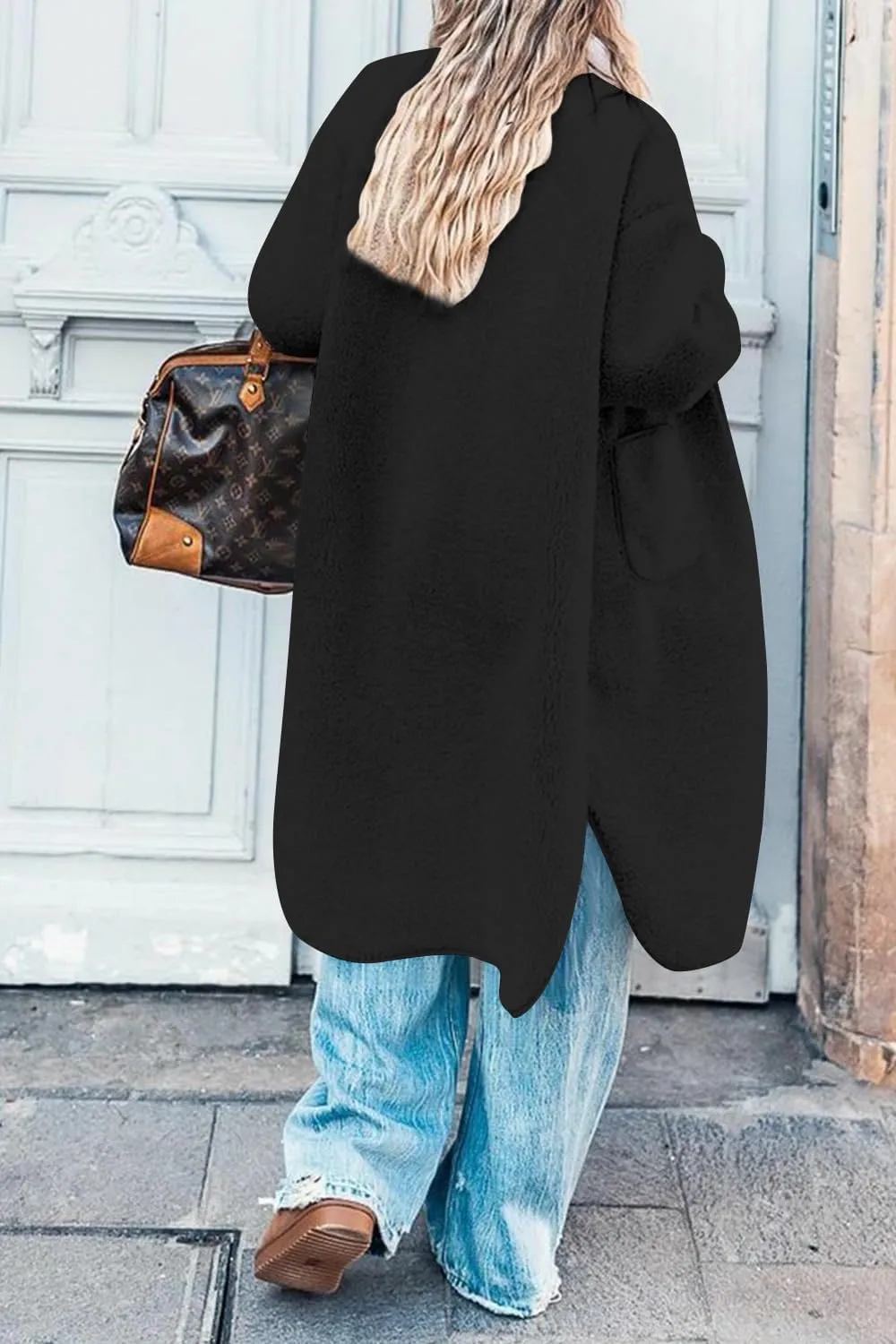 Fleece Coats Women Button Down Long Jackets Winter Flannel Trench Coats Dressy