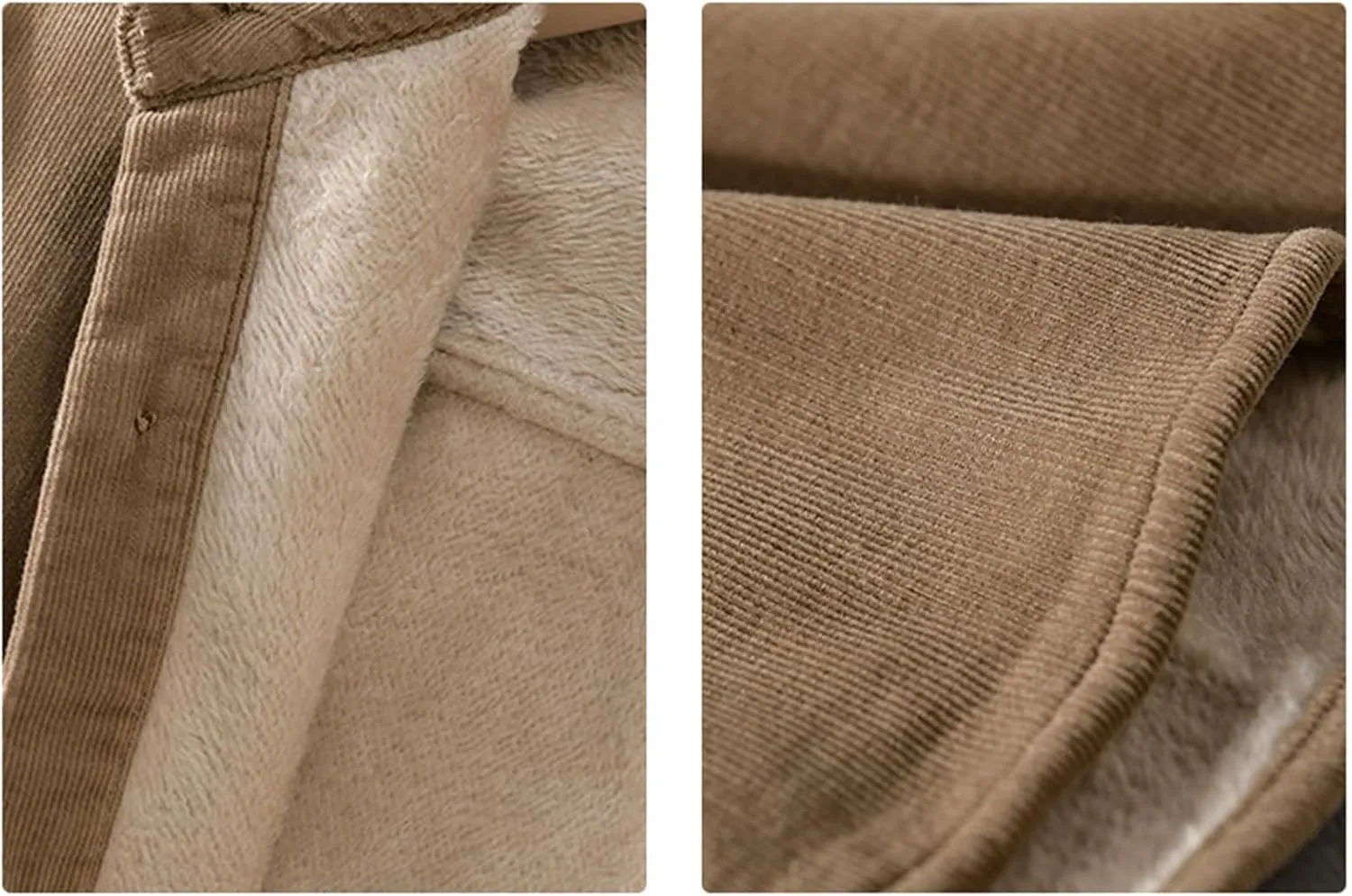 Fleece Lined Corduroy Shirt for Men Long Sleeve Button Down Casual Shirt Slim Fit Textured Shirts with Chest Pocket