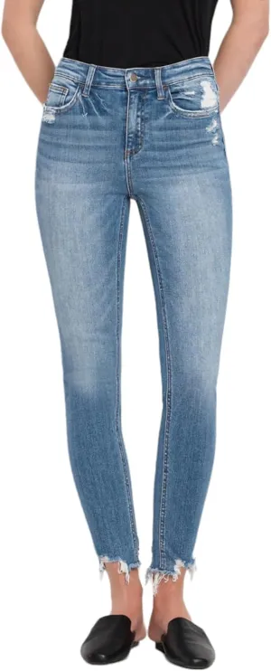 Flying Monkey High Rise Ankle Skinny Jeans Medium Blue