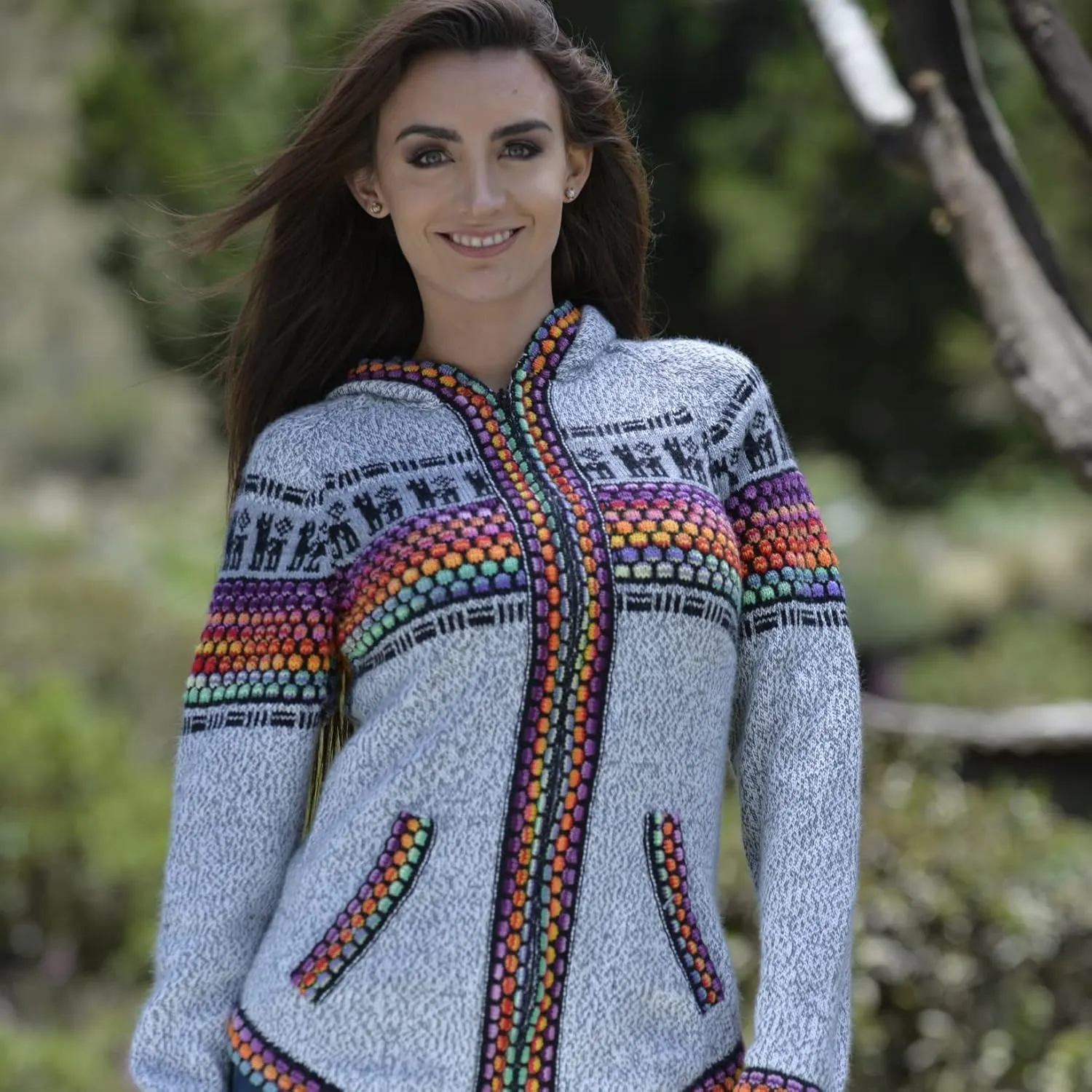 Gamboa Genuine Alpaca Cardigan Sweater for Women Winter Autumn Sweaters Lightweight