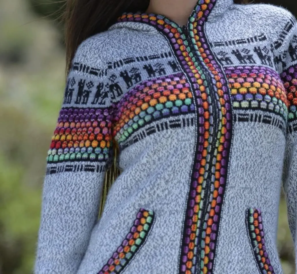Gamboa Genuine Alpaca Cardigan Sweater for Women Winter Autumn Sweaters Lightweight