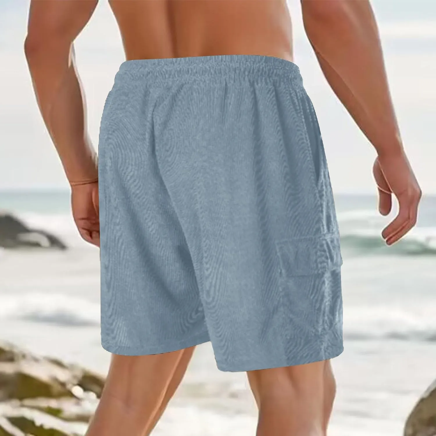 generic Men's Shorts Casual Summer Vacation Shorts Men Lounge Shorts Summer Spring Corduroy Shorts Relaxed Fit Elastic Waist