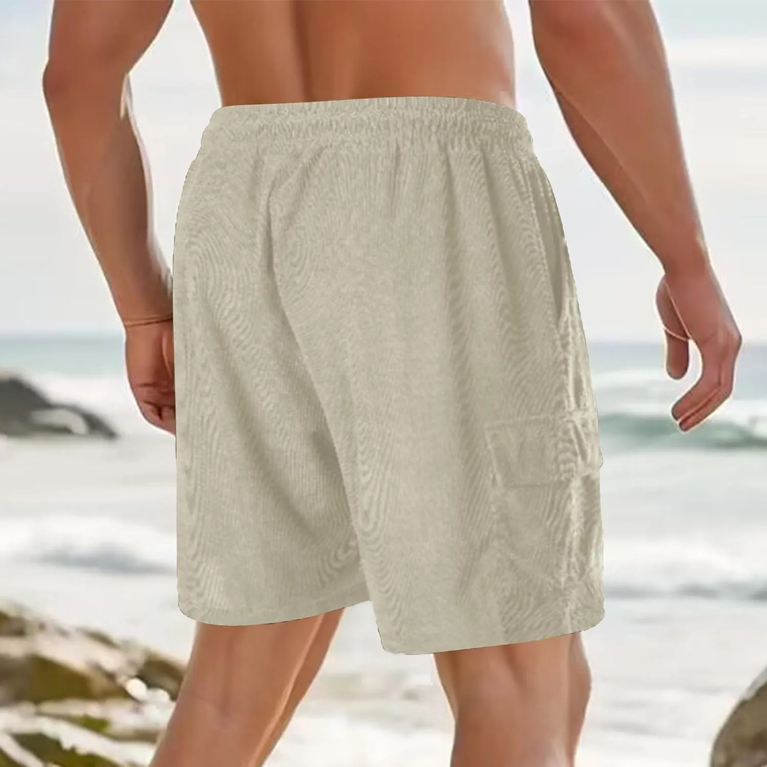 generic Men's Shorts Casual Summer Vacation Shorts Men Lounge Shorts Summer Spring Corduroy Shorts Relaxed Fit Elastic Waist